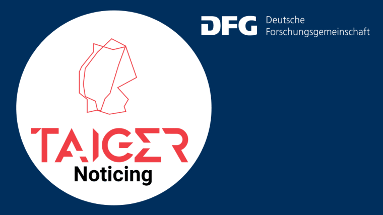 TaiGer Noticing Projektlogo mit Förderhinweis DFG